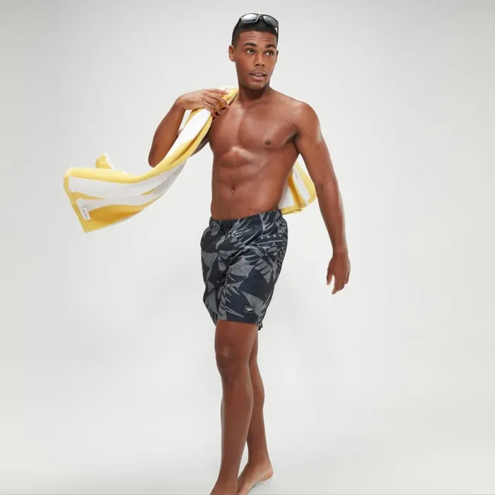Men Swim Shorts Speedo Men039s Printed Leisure 18034 Swim Shorts BlackGrey