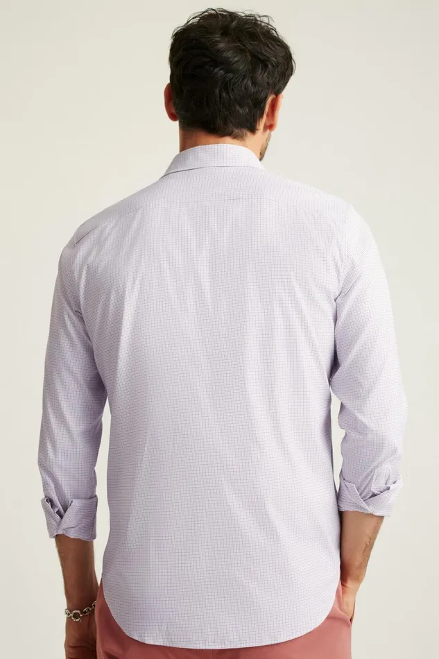 Men Tech Button Down Shirt Eggplant Plaid Bonobos Casual Shirts