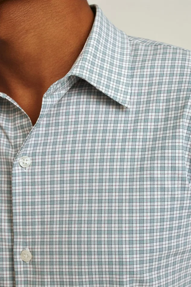 Men Tech Button Down Shirt Hydro Green Plaid Bonobos Casual Shirts