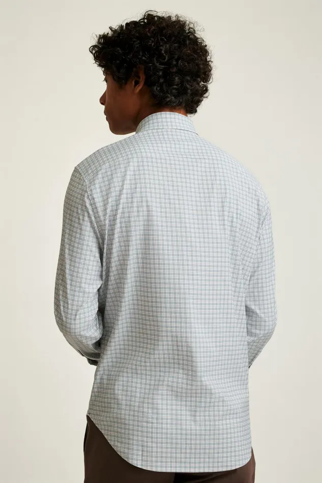 Men Tech Button Down Shirt Hydro Green Plaid Bonobos Casual Shirts