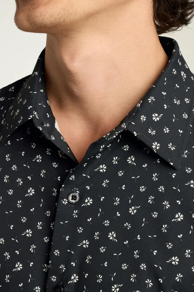 Men Tech Short Sleeve Shirt Black Sea Floral Bonobos Short Sleeve Shirts