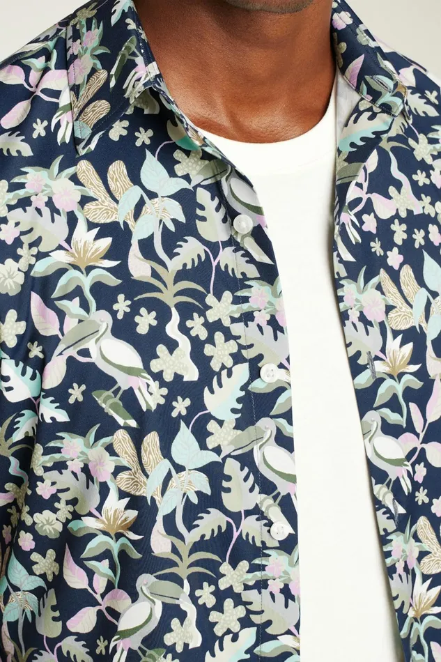 Men Tech Short Sleeve Shirt Navy Toucan Paradise Bonobos Short Sleeve Shirts