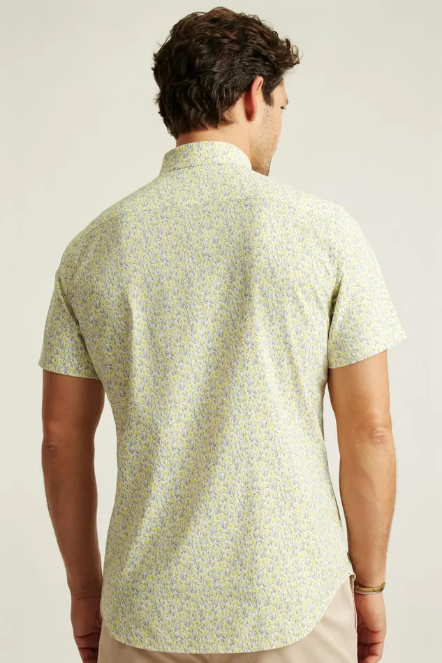 Men Tech Short Sleeve Shirt Yellow Bordeta Floral Bonobos Short Sleeve Shirts