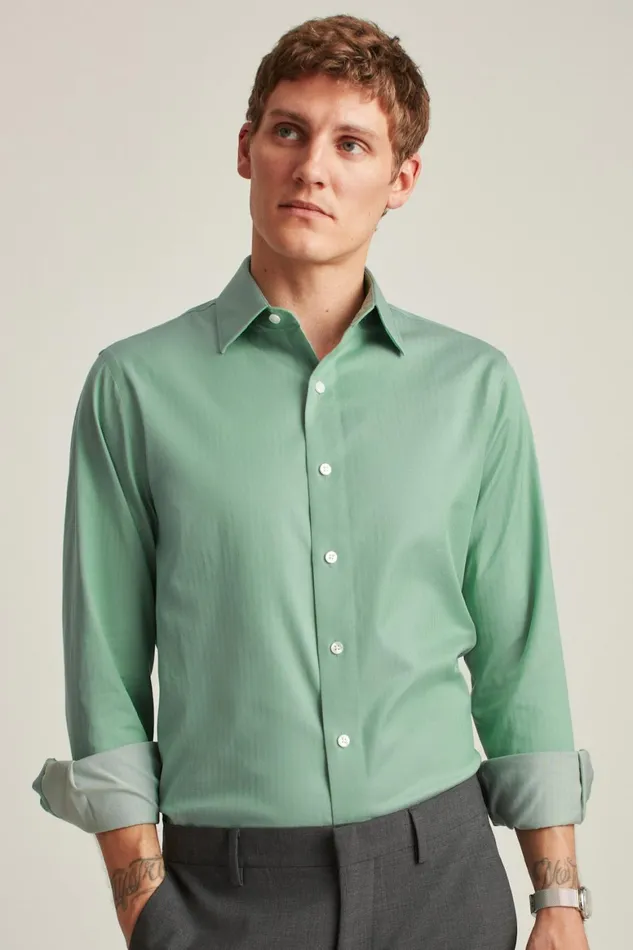 Men The Desk To Dinner Shirt Slate Green Herringbone Bonobos Business Casual Shirts
