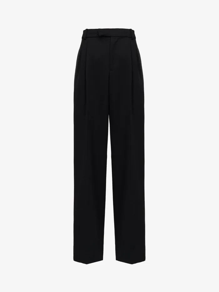 Men Trousers Alexander McQueen Tuxedo Pleated Trousers Black
