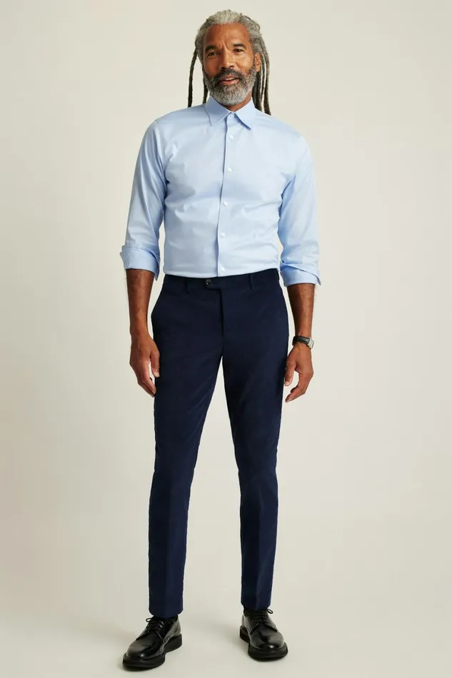Men Velvet Trousers Maritime Blue Bonobos Dress Pants