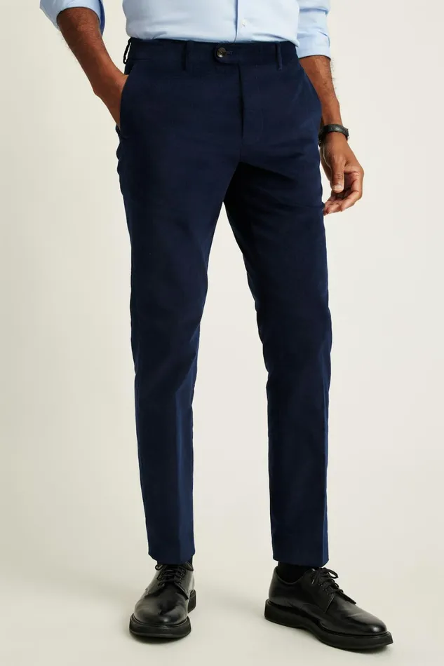 Men Velvet Trousers Maritime Blue Bonobos Dress Pants