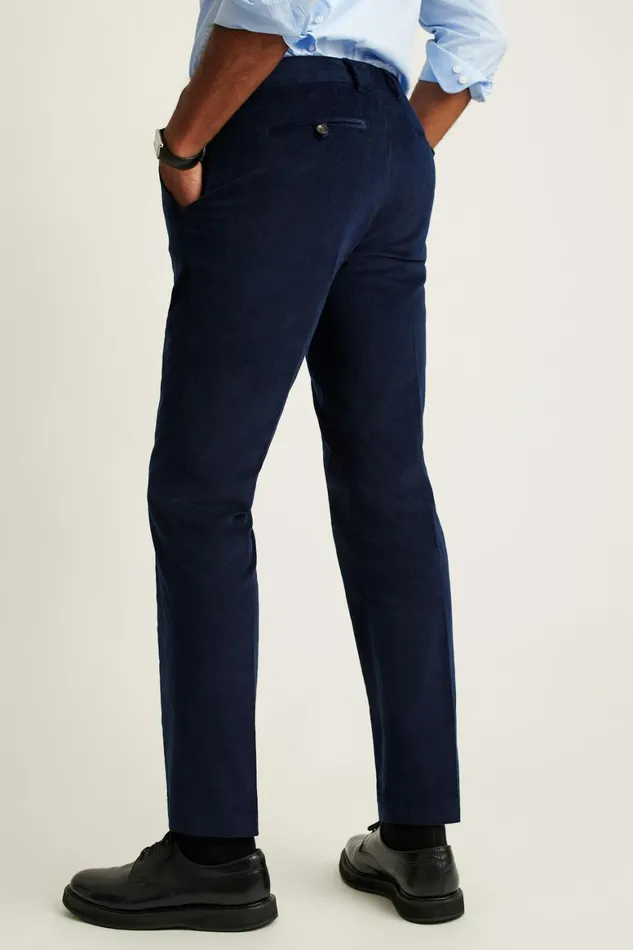 Men Velvet Trousers Maritime Blue Bonobos Dress Pants