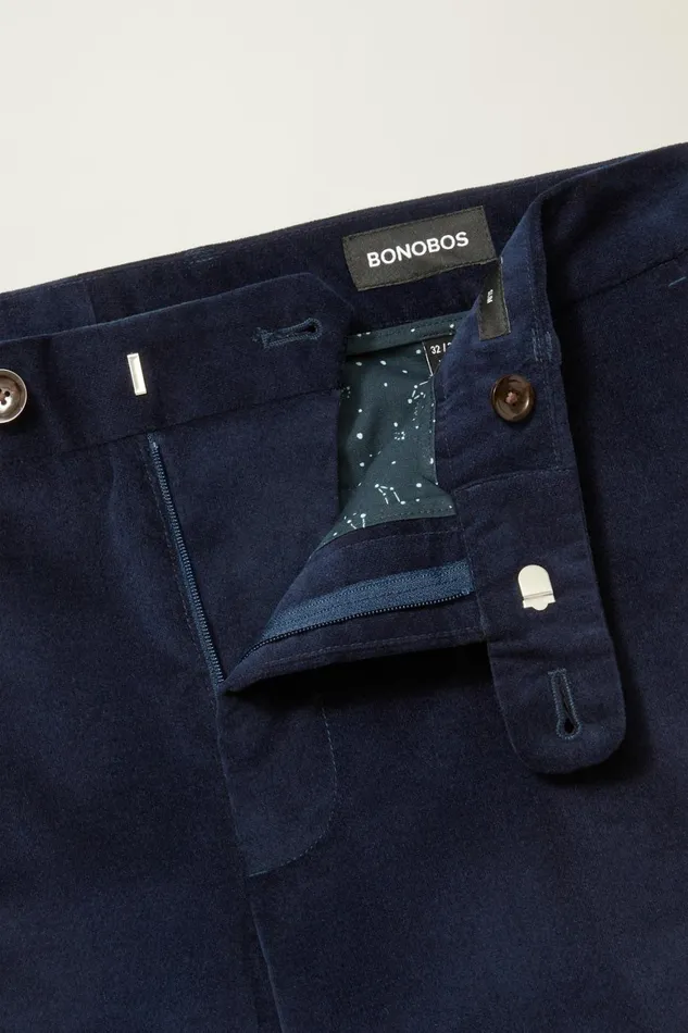Men Velvet Trousers Maritime Blue Bonobos Dress Pants