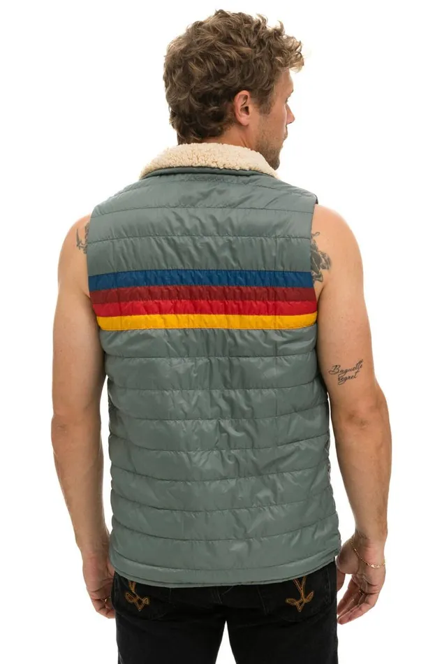 Men Vests Aviator Nation 4 Stripe Vest Sherpa 8211 Sedona