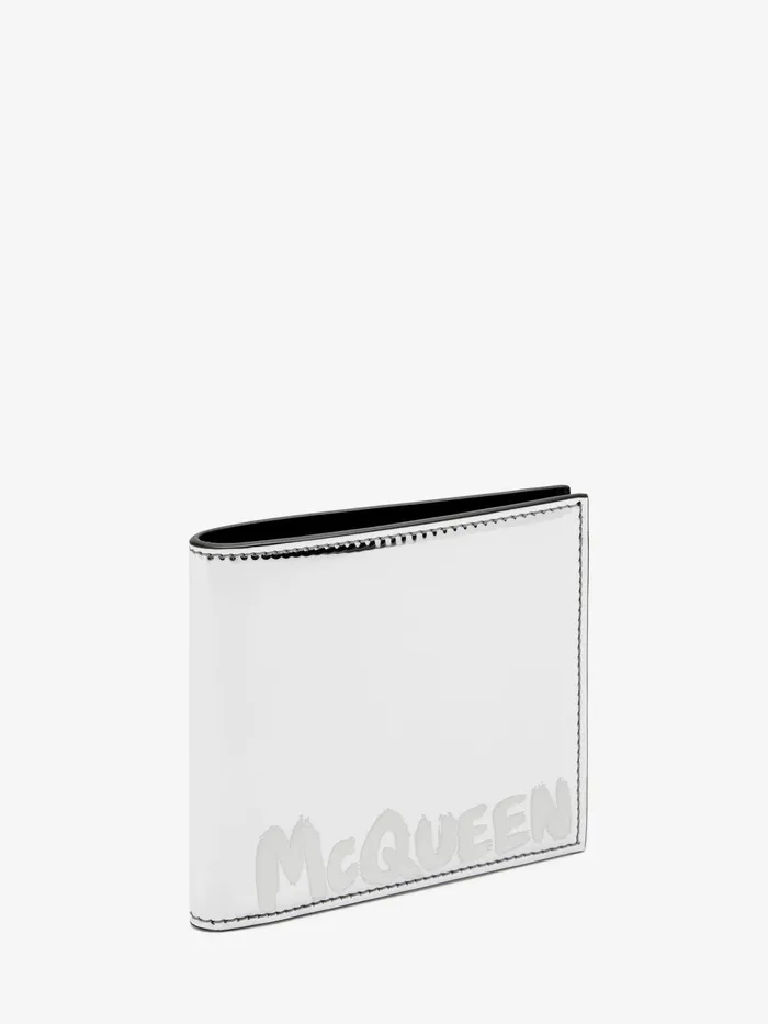 Men Wallets And Cardholders Alexander McQueen Mcqueen Graffiti Billfold Wallet Silver