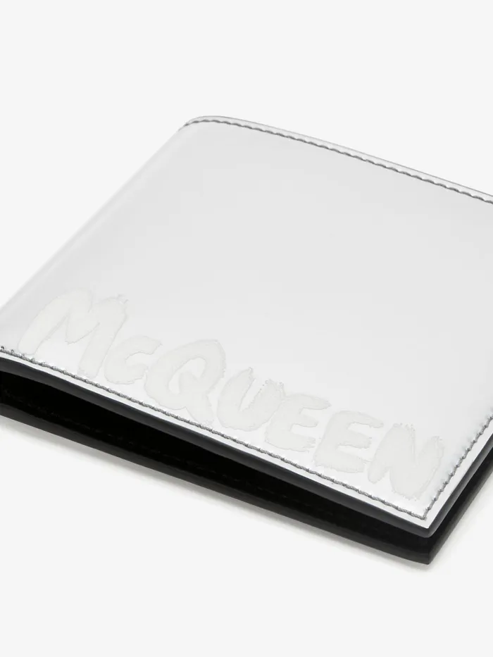 Men Wallets And Cardholders Alexander McQueen Mcqueen Graffiti Billfold Wallet Silver