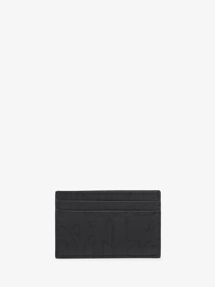Men Wallets And Cardholders Alexander McQueen Mcqueen Graffiti Card Holder Black