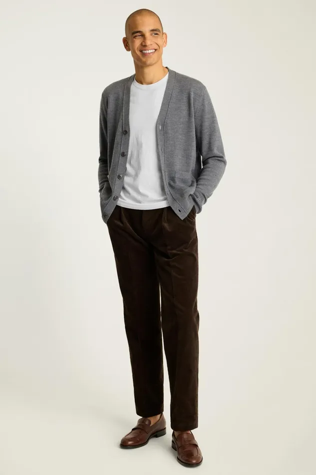 Men Washable Merino Cardigan Charcoal Bonobos Cardigan Sweaters