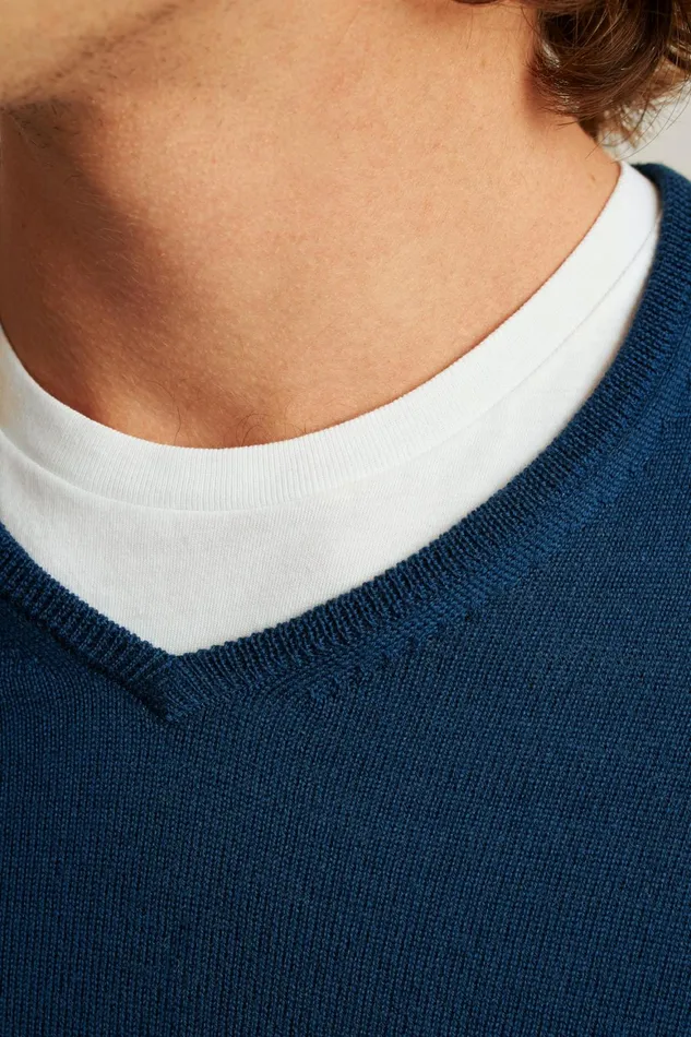 Men Washable Merino VNeck Sweater Navy Bonobos Crew and VNeck Sweaters