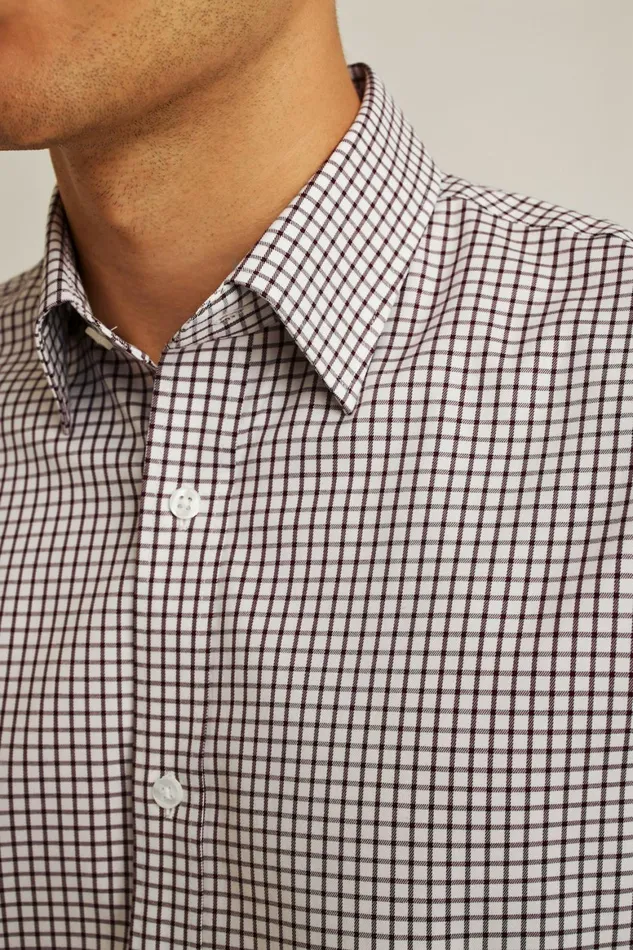 Men Weekday Warrior Dress Shirt Burgundy Bellshill Check Bonobos Business Casual Shirts