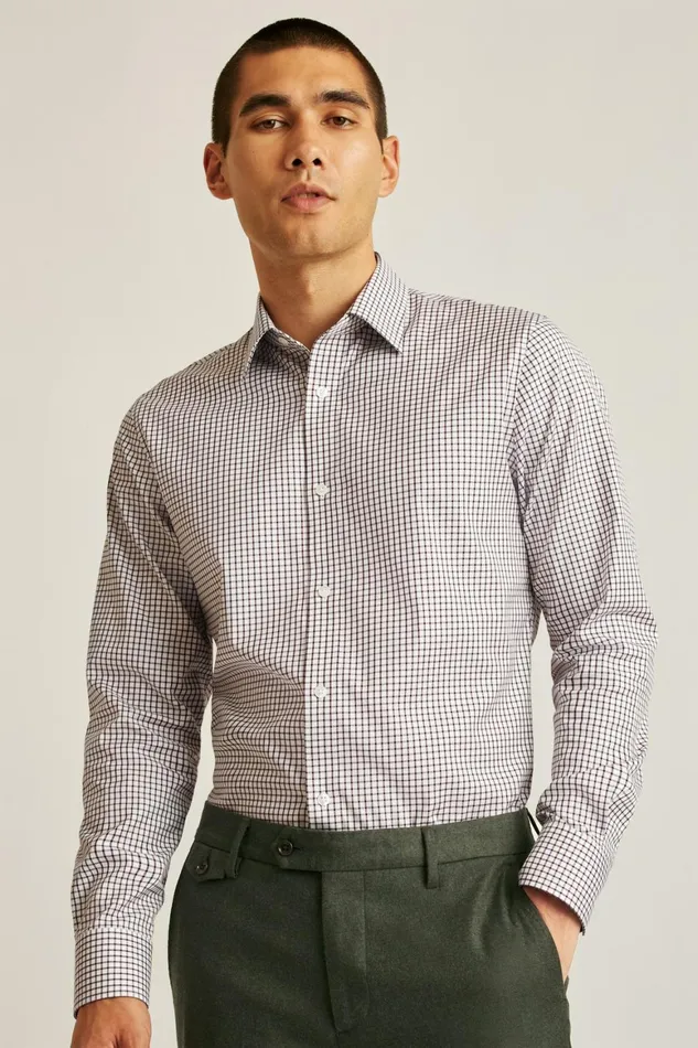 Men Weekday Warrior Dress Shirt Burgundy Bellshill Check Bonobos Business Casual Shirts