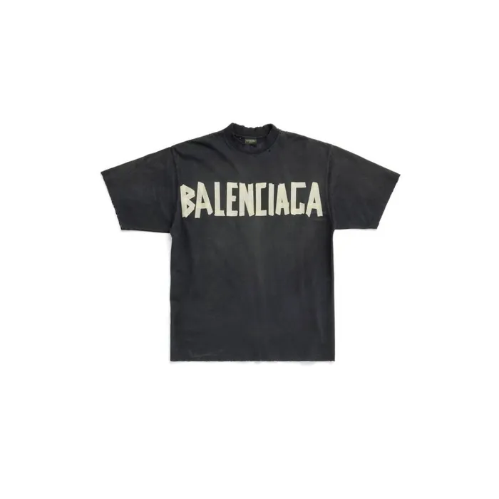 MenWomen Tshirts Balenciaga Tape Type Tshirt Medium Fit In Black Faded