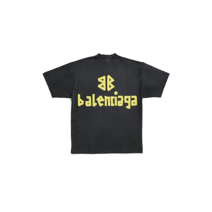 MenWomen Tshirts Balenciaga Tape Type Tshirt Medium Fit In Black Faded