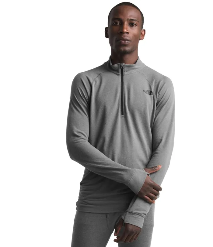 Mens Warm Wool Blend LongSleeve Zip Neck Tnf Medium Grey Heather The North Face Baselayers Mens Warm Wool Blend LongSleeve Zip Neck Tnf Medium Grey Heather The North Face Baselayers