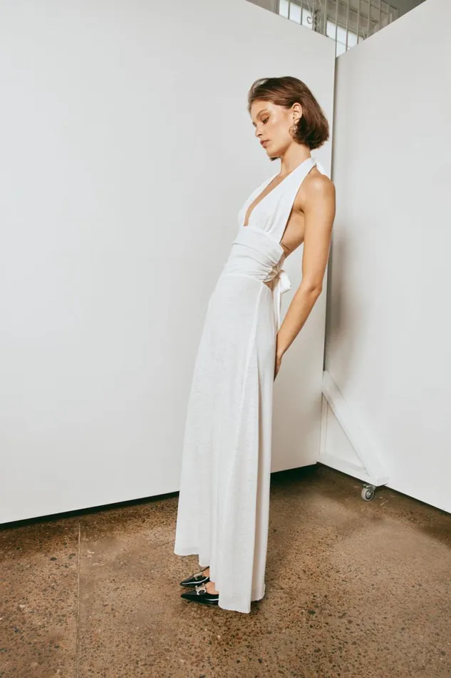 MidiMaxi Dresses Women VRG GRL When In Italy Halter Midi Dress White MidiMaxi Dresses Women VRG GRL When In Italy Halter Midi Dress White