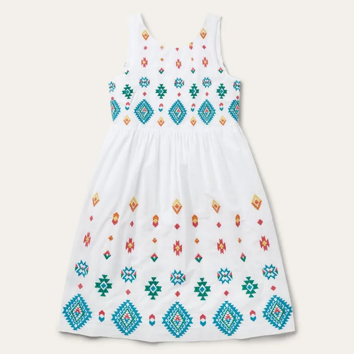 Midi Women Stetson Bright Schiffli Embroidered White Cotton Lawn Dress White