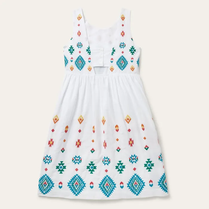 Midi Women Stetson Bright Schiffli Embroidered White Cotton Lawn Dress White