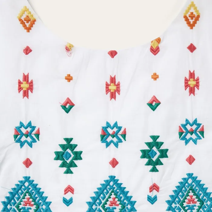 Midi Women Stetson Bright Schiffli Embroidered White Cotton Lawn Dress White