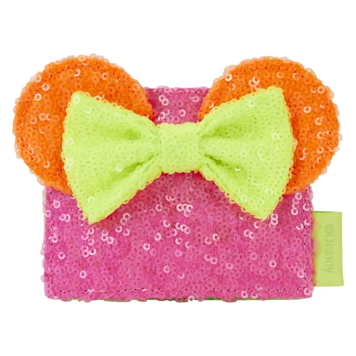 Minnie Mouse Exclusive Color Block Neon Sequin Card Holder Unisex Loungefly Bags and Wallets Minnie Mouse Exclusive Color Block Neon Sequin Card Holder Unisex Loungefly Bags and Wallets