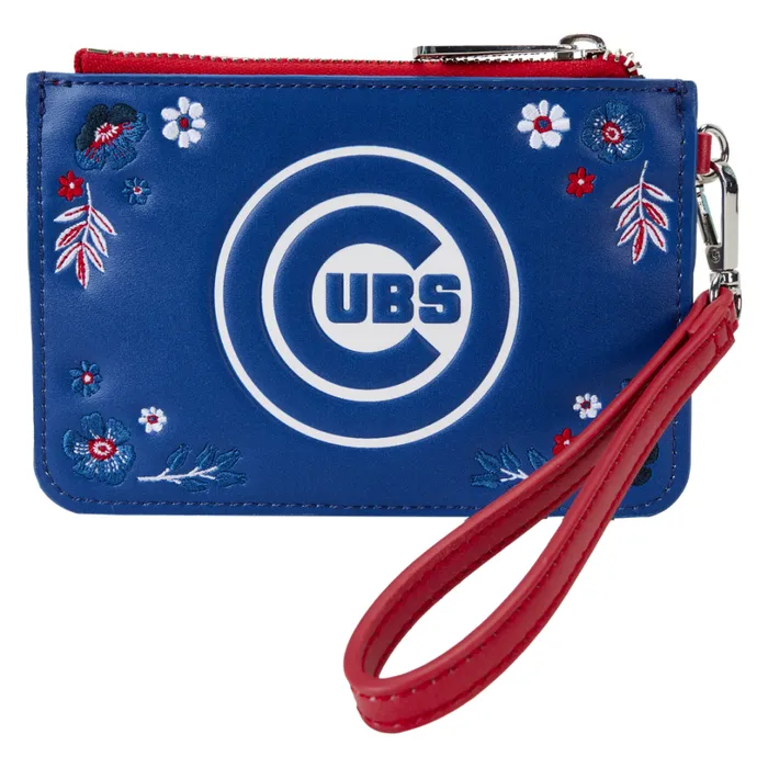 MLB Chicago Cubs Floral Card Holder Wristlet Clutch Unisex Loungefly Bags and Wallets MLB Chicago Cubs Floral Card Holder Wristlet Clutch Unisex Loungefly Bags and Wallets