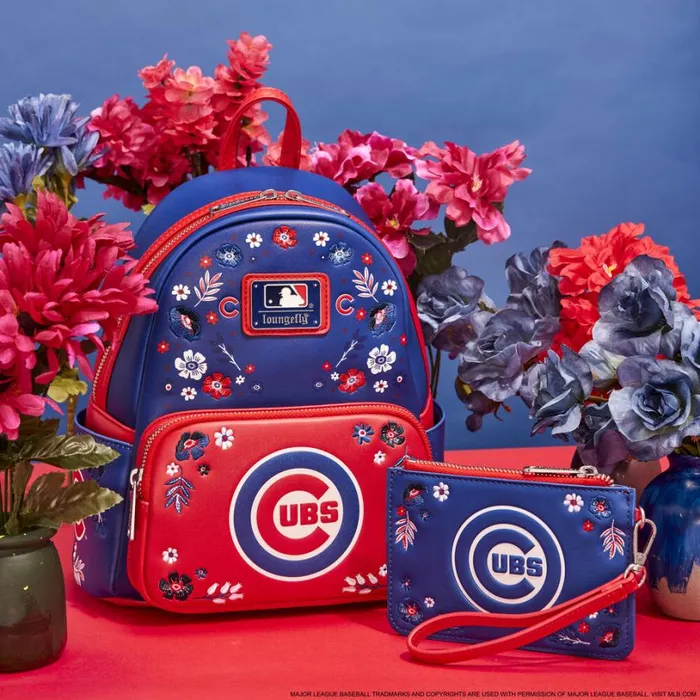 MLB Chicago Cubs Floral Card Holder Wristlet Clutch Unisex Loungefly Bags and Wallets MLB Chicago Cubs Floral Card Holder Wristlet Clutch Unisex Loungefly Bags and Wallets