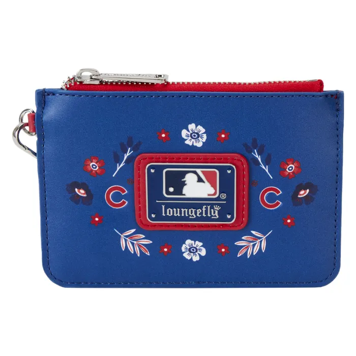 MLB Chicago Cubs Floral Card Holder Wristlet Clutch Unisex Loungefly Bags and Wallets MLB Chicago Cubs Floral Card Holder Wristlet Clutch Unisex Loungefly Bags and Wallets