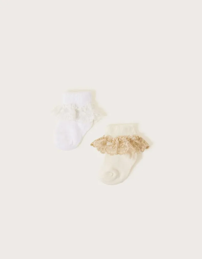 Monsoon 2Pack Baby Sparkle Lace Socks Multi Children Partywear