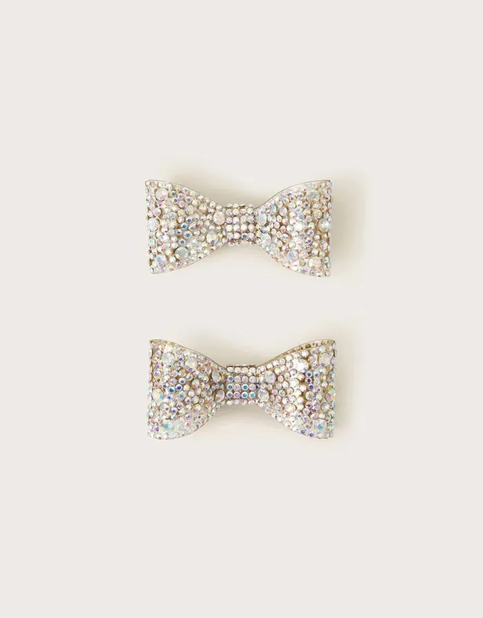 Monsoon 2Pack Diamante Bow Clips Children Girls039 Hair Accessories