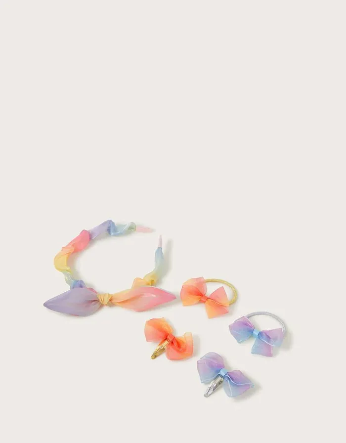 Monsoon 5Piece Rainbow Organza Hair Set Children Girls039 Hair Accessories