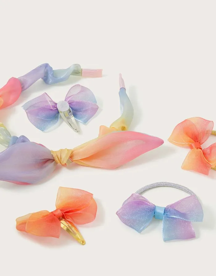 Monsoon 5Piece Rainbow Organza Hair Set Children Girls039 Hair Accessories Monsoon 5Piece Rainbow Organza Hair Set Children Girls039 Hair Accessories