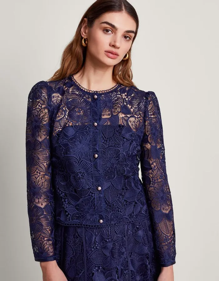 Monsoon Abelia Lace Jacket Blue Women Coords