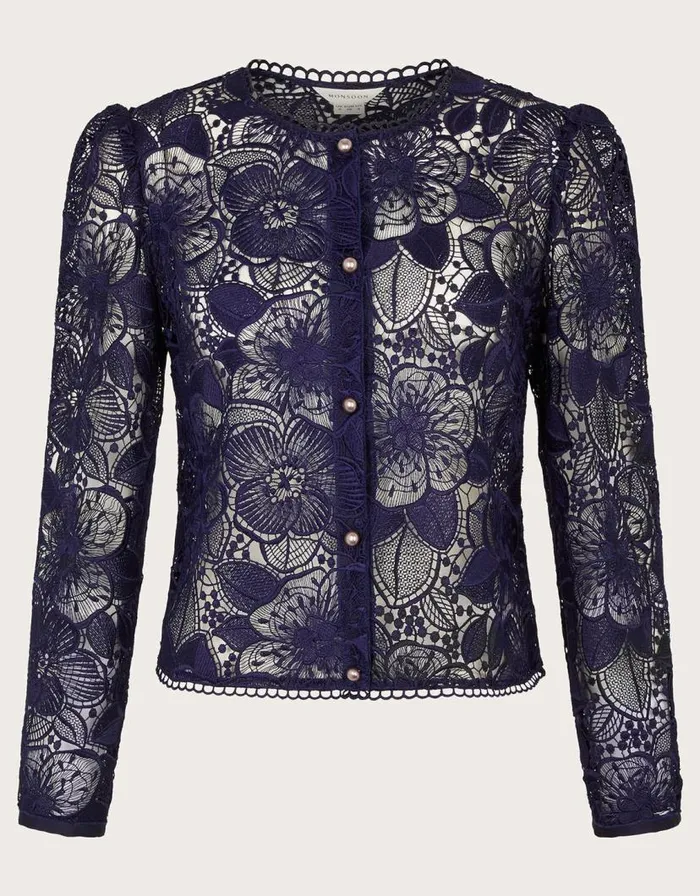 Monsoon Abelia Lace Jacket Blue Women Coords Monsoon Abelia Lace Jacket Blue Women Coords
