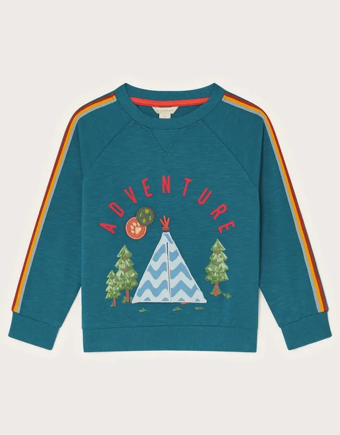 Monsoon Adventure Applique Sweatshirt Blue Children Knitwear Jumpers and Hoodies