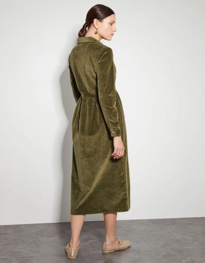 Monsoon Alana Cord Zip Midi Dress Green Women Casualwear Monsoon Alana Cord Zip Midi Dress Green Women Casualwear