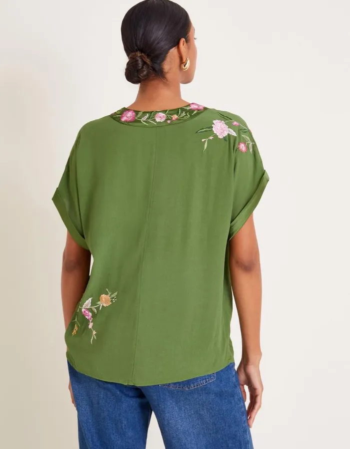 Monsoon Alice Floral Embroidered VNeck Blouse Green Women Tops and Blouses Monsoon Alice Floral Embroidered VNeck Blouse Green Women Tops and Blouses