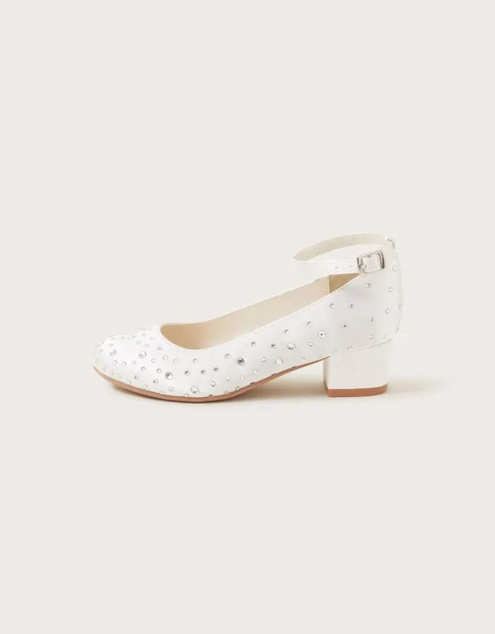 Monsoon Amber Diamante Heels Ivory Children Partywear Monsoon Amber Diamante Heels Ivory Children Partywear