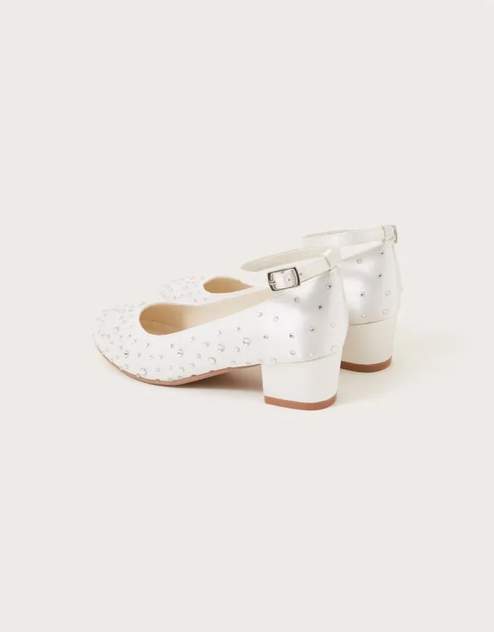 Monsoon Amber Diamante Heels Ivory Children Partywear Monsoon Amber Diamante Heels Ivory Children Partywear