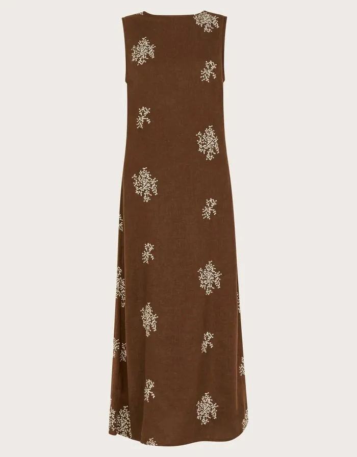 Monsoon Aria Embroidered Sleeveless Midi Dress Brown Women Day Dresses Monsoon Aria Embroidered Sleeveless Midi Dress Brown Women Day Dresses