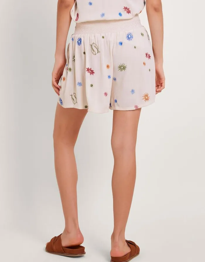 Monsoon Arti Embroidered Short Ivory Women Beachwear and Swimwear Monsoon Arti Embroidered Short Ivory Women Beachwear and Swimwear