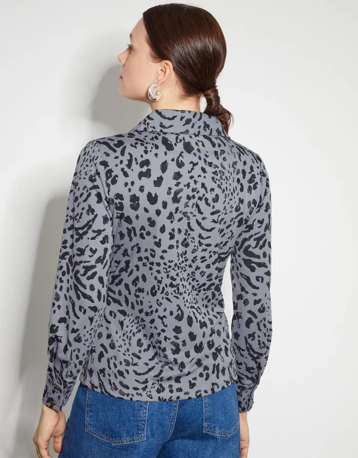 Monsoon Aubrey Jersey Leopard Print Shirt Grey Women Casualwear Monsoon Aubrey Jersey Leopard Print Shirt Grey Women Casualwear