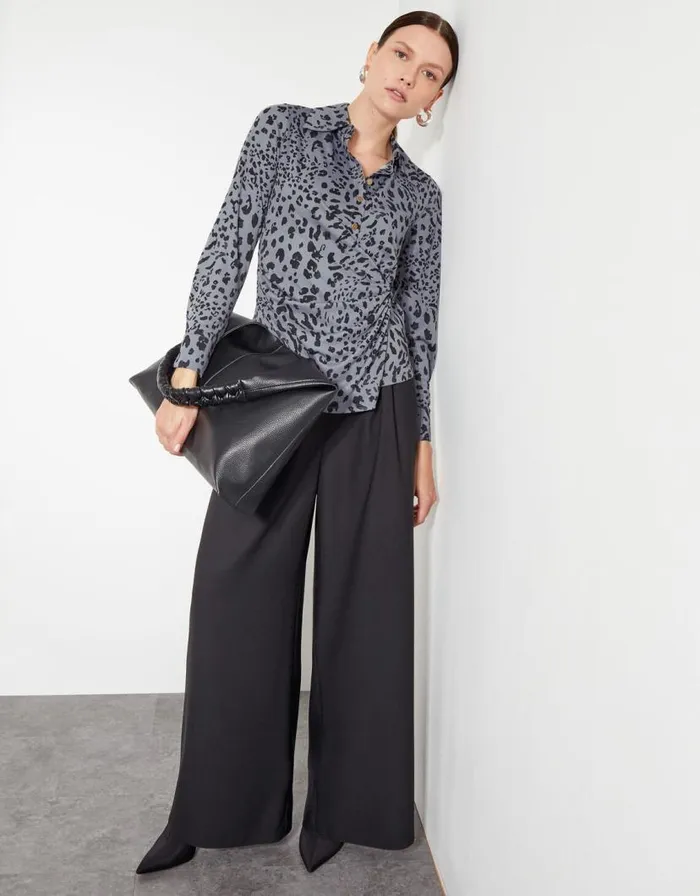 Monsoon Aubrey Jersey Leopard Print Shirt Grey Women Casualwear Monsoon Aubrey Jersey Leopard Print Shirt Grey Women Casualwear