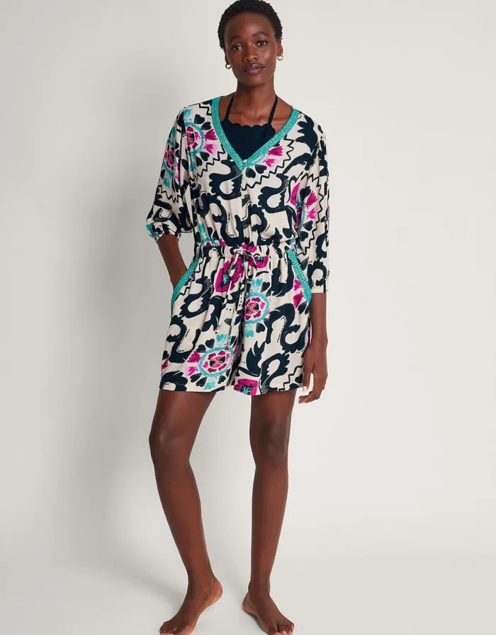 Monsoon Avelle VNeck Print Playsuit Black Women Beachwear and Swimwear Monsoon Avelle VNeck Print Playsuit Black Women Beachwear and Swimwear