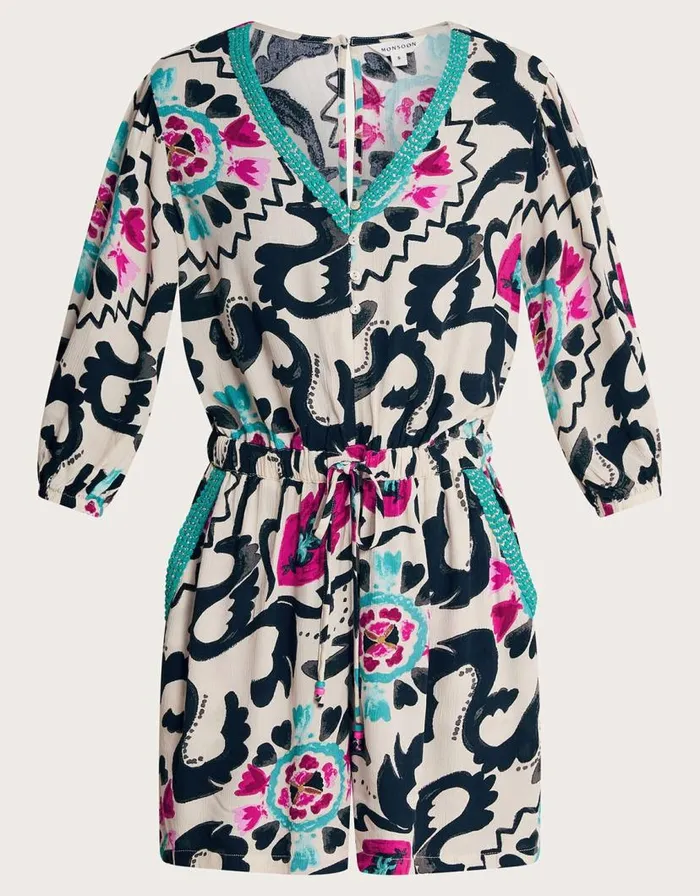Monsoon Avelle VNeck Print Playsuit Black Women Beachwear and Swimwear Monsoon Avelle VNeck Print Playsuit Black Women Beachwear and Swimwear