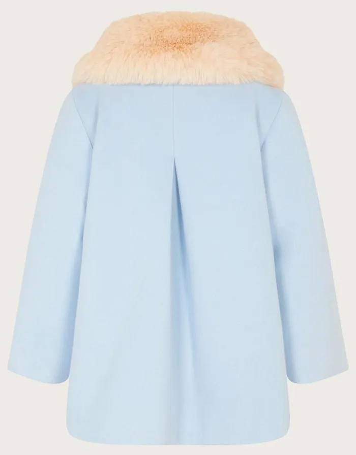Monsoon Baby Bow Faux Fur Collar Coat Blue Children Coats and Jackets Monsoon Baby Bow Faux Fur Collar Coat Blue Children Coats and Jackets